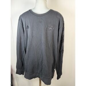 Adidas Large Black Crewneck Sweatshirt Winged Lion Embroidered Graphic Logo